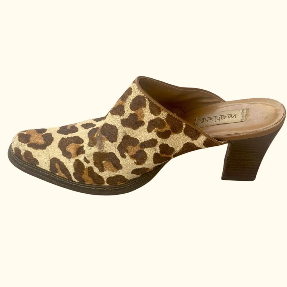 MATISSE Leopard Camel Hair Mules Heeled Clogs Women’s Size 10 Pre Owned - Picture 10 of 12